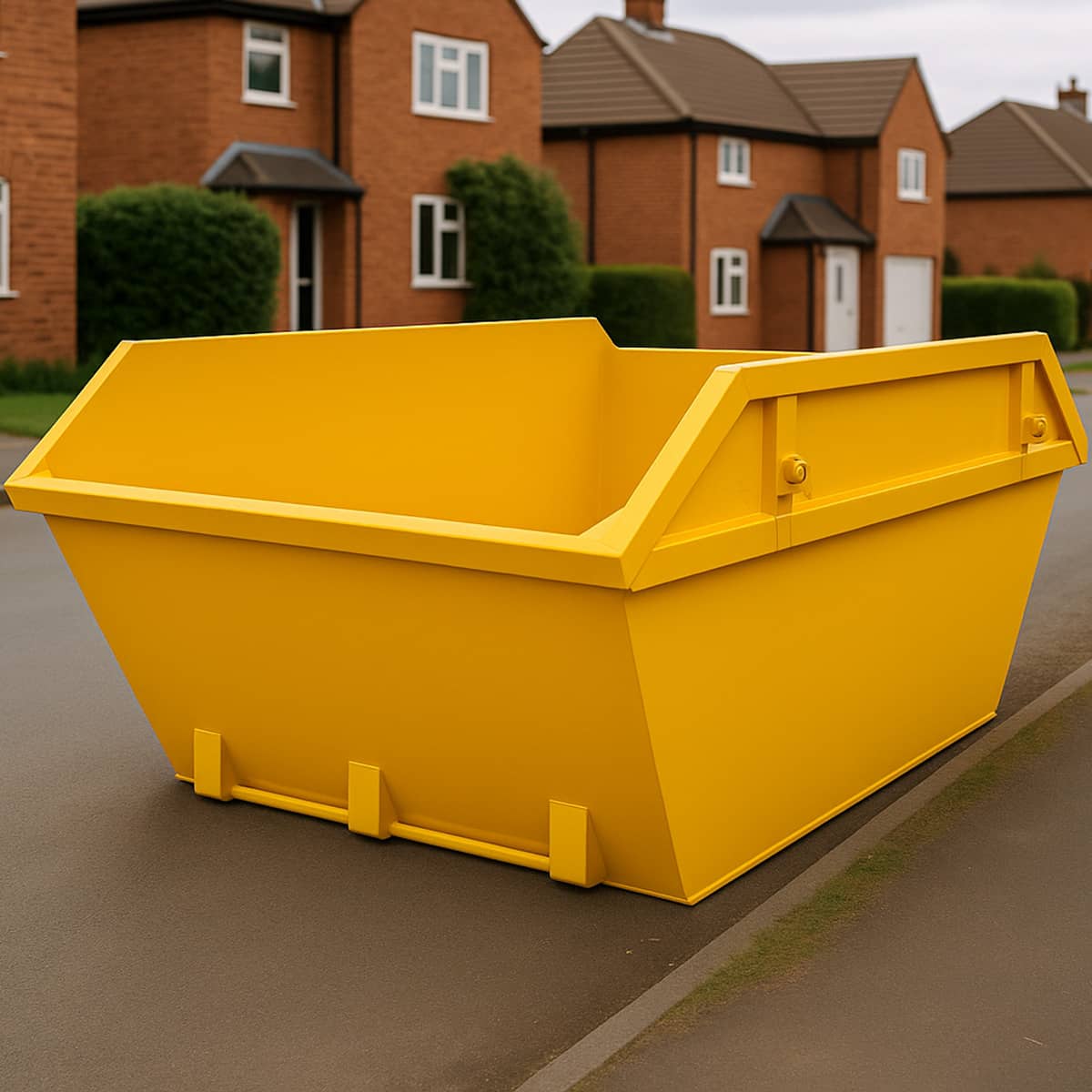 Yellow skip for hire in Aberystwyth